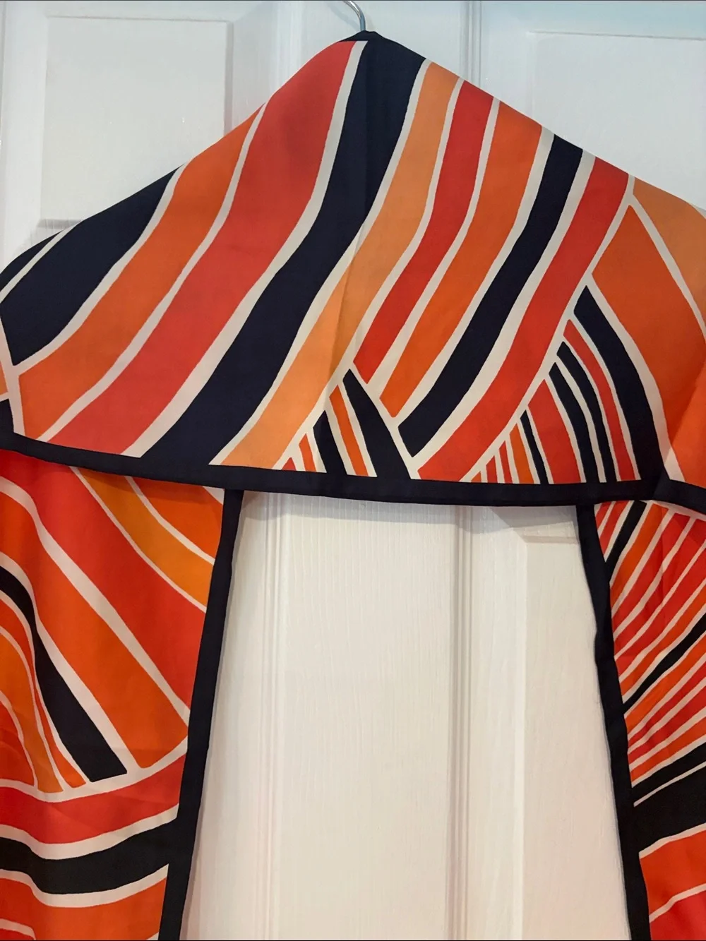 Banana Republic Orange & Black Striped Silk Scarf